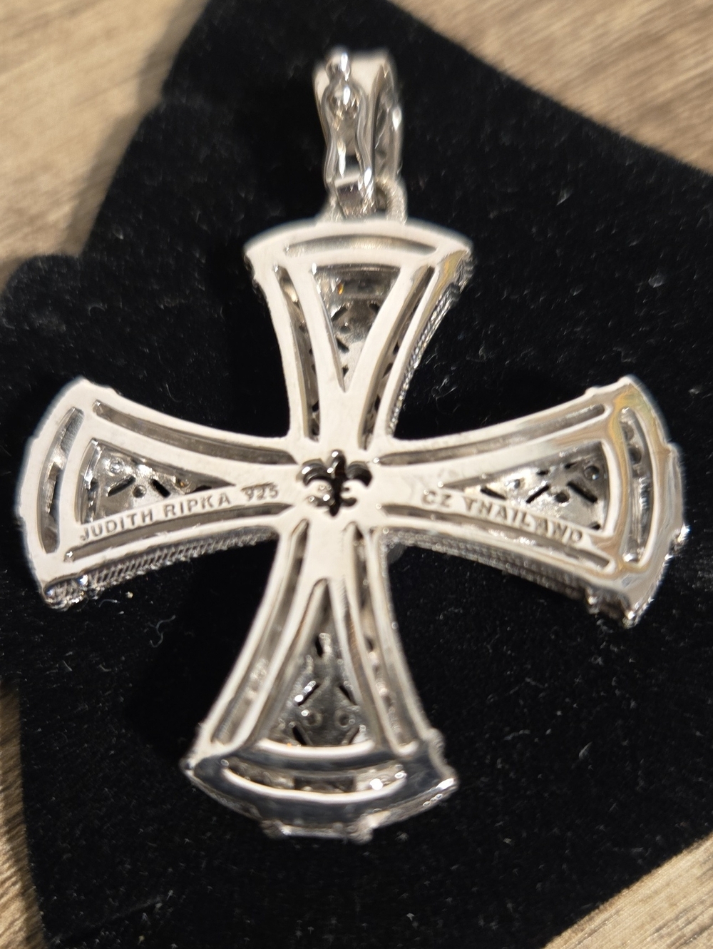 Judith Ripka sterling silver Maltese cross pendant enhancer. - Picture 3 of 5